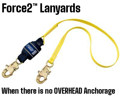 The Force2™ lanyard is ideal when there is no overhead anchorage and your only option is to tie-off at your feet. It can be used for up to a 12 ft. (3.7 m) free fall, or as a standard lanyard up to a 6 ft. (1.8 m) free fall for workers that require a capacity of 311 to 420 lbs. (141-190 kg). They feature our exclusive Hi-10™ Vectran™ energy management materials that provide second-to-none abrasion, cut and chemical resistance, and efficient shock absorption. ​Should a fall occur, the lanyard and its unique energy absorbing system will activate stopping the fall and reducing the forces imposed on the user to safe levels. Our patented self-locking snap hooks which are widely recognized in the industry for their user friendly operation and are preferred by safety professionals and workers alike.​